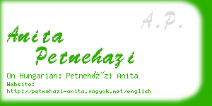 anita petnehazi business card